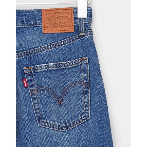 Levis Premium Women Denim Jean 32 Ribcage Straight Ankle Blue High Rise Wide New - Picture 16 of 16